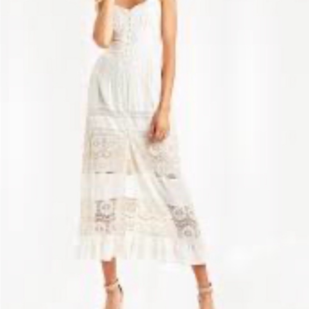 Chic White Lace Midi Dress